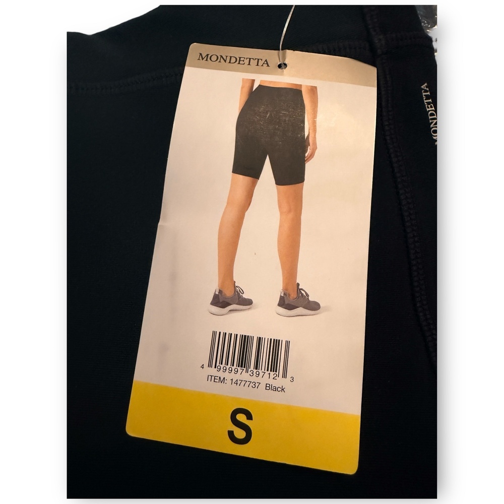 NWT Mondetta High Waisted 9 Inseam Ribbed Womens Biker Short Small Black - Picture 7 of 7